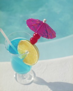 Tropical Drink by a Swimming Pool